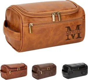 Personalized Travel Toiletry Bag - Double Layer Reinforced Handle,Smooth Brass Zipper Hanging Dopp Kit,3 Compartments,Travel Accessories,Mens Gifts