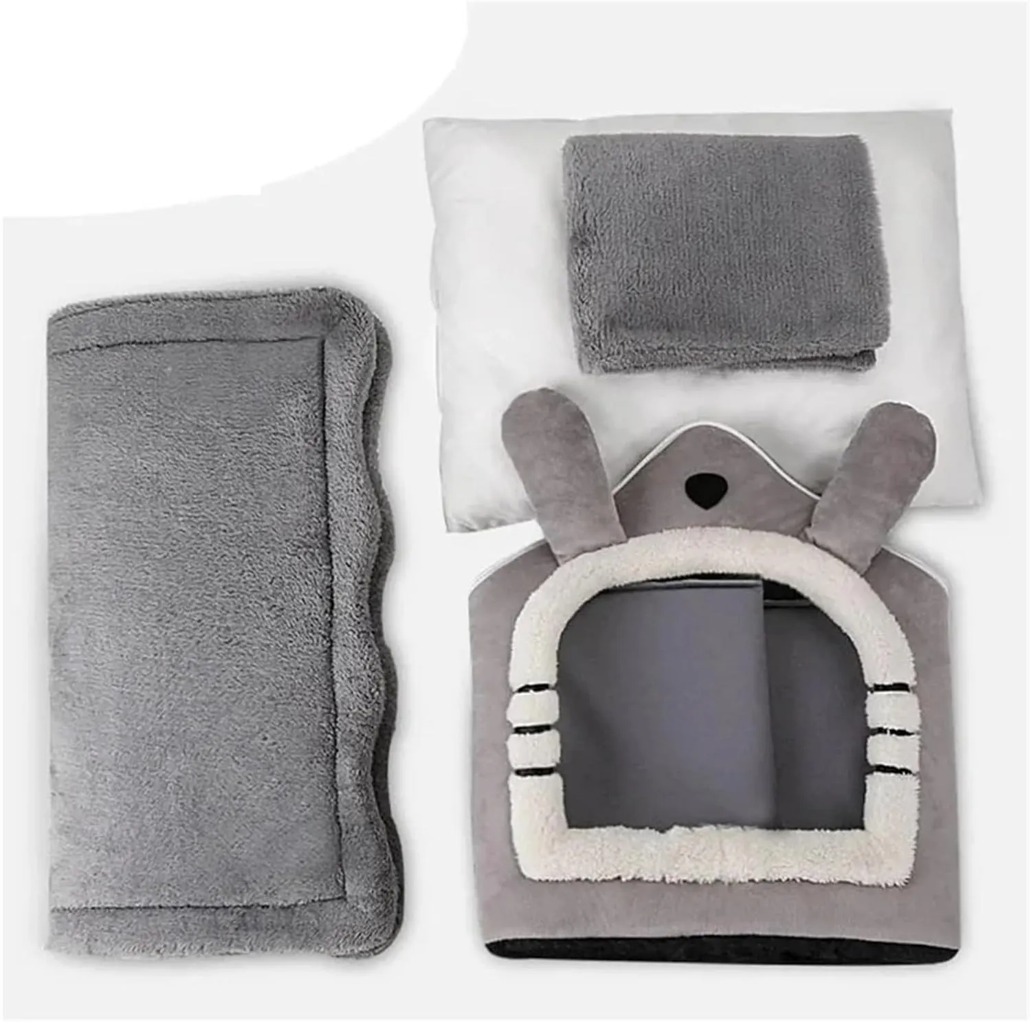 Pet Nest Indoor Warm Dog House Soft Pet Bed Tent House Dog Kennel Cat Bed Removable and Washable Cushion Suitable Four Season Universal Washable Small Pet Bed(Large)