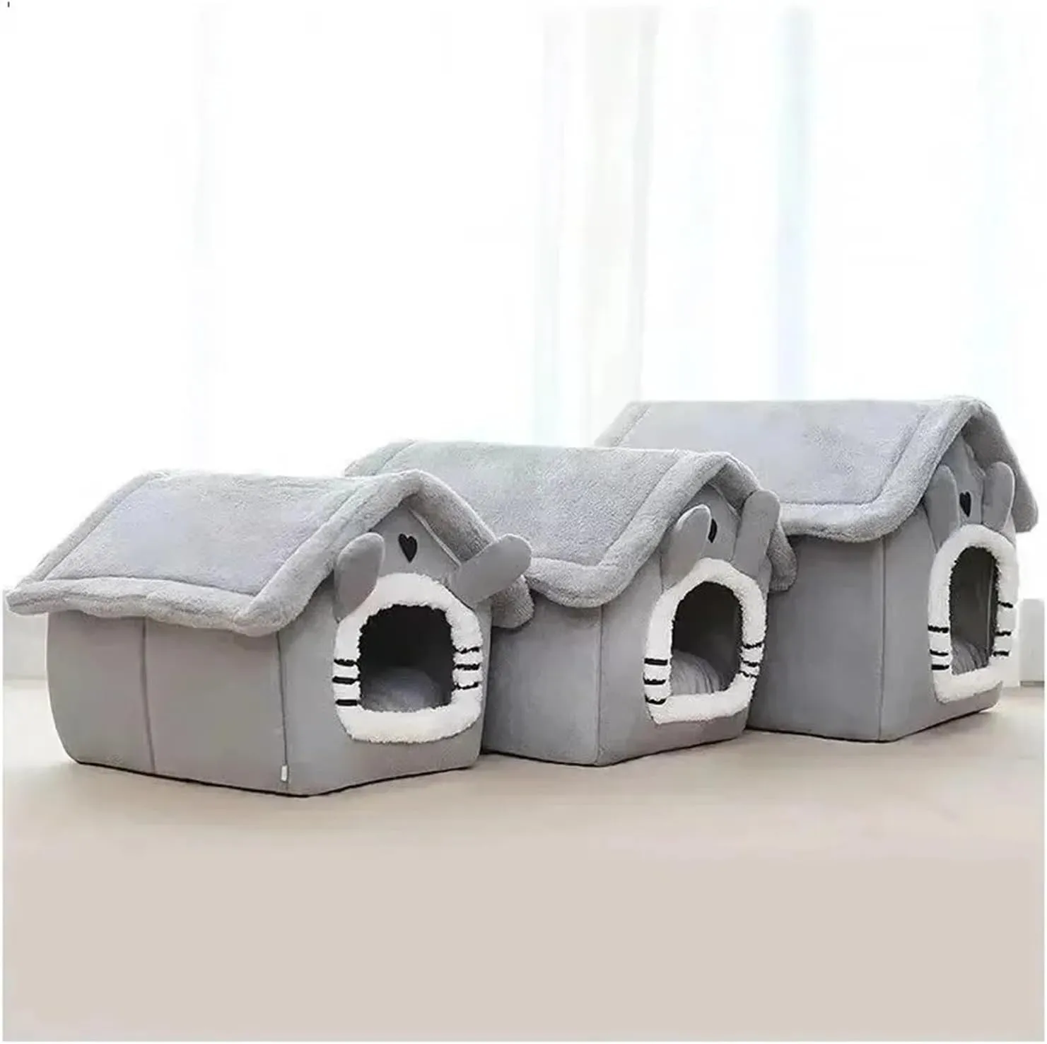 Pet Nest Indoor Warm Dog House Soft Pet Bed Tent House Dog Kennel Cat Bed Removable and Washable Cushion Suitable Four Season Universal Washable Small Pet Bed(Large)