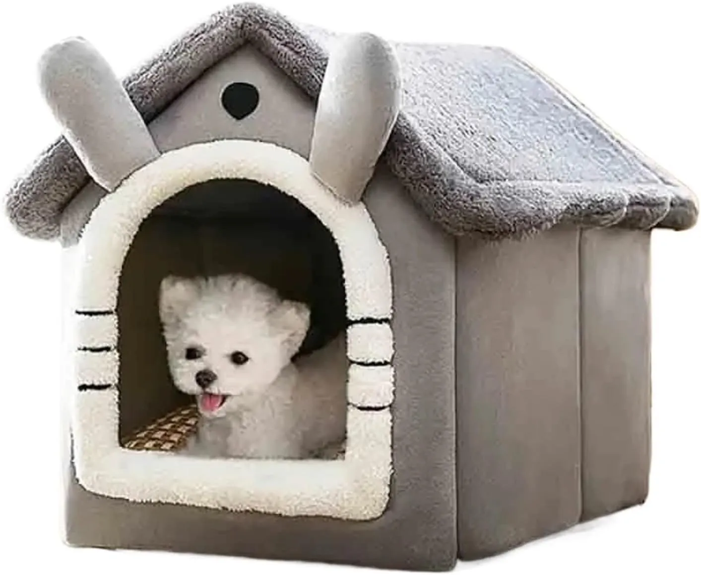 Pet Nest Indoor Warm Dog House Soft Pet Bed Tent House Dog Kennel Cat Bed Removable and Washable Cushion Suitable Four Season Universal Washable Small Pet Bed(Large)