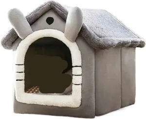 Pet Nest Indoor Warm Dog House Soft Pet Bed Tent House Dog Kennel Cat Bed Removable and Washable Cushion Suitable Four Season Universal Washable Small Pet Bed(Large)