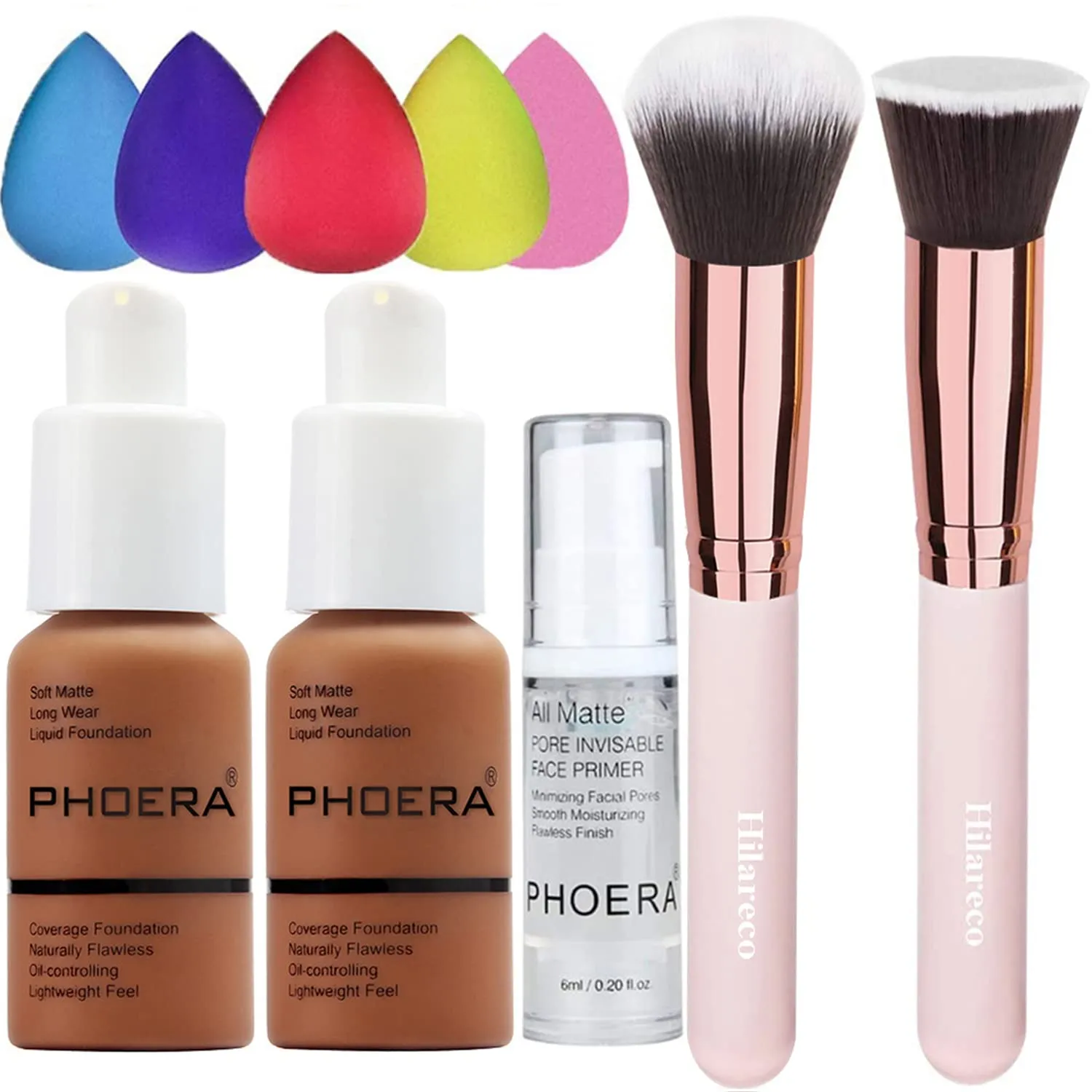 Phoera Foundation,Full Coverage Foundation, Hilareco Concealer Foundation Flawless 30ml Natural Matte Oil Control Concealer Facial Blemish for Women Girls (2 PCS 109-Mocha)