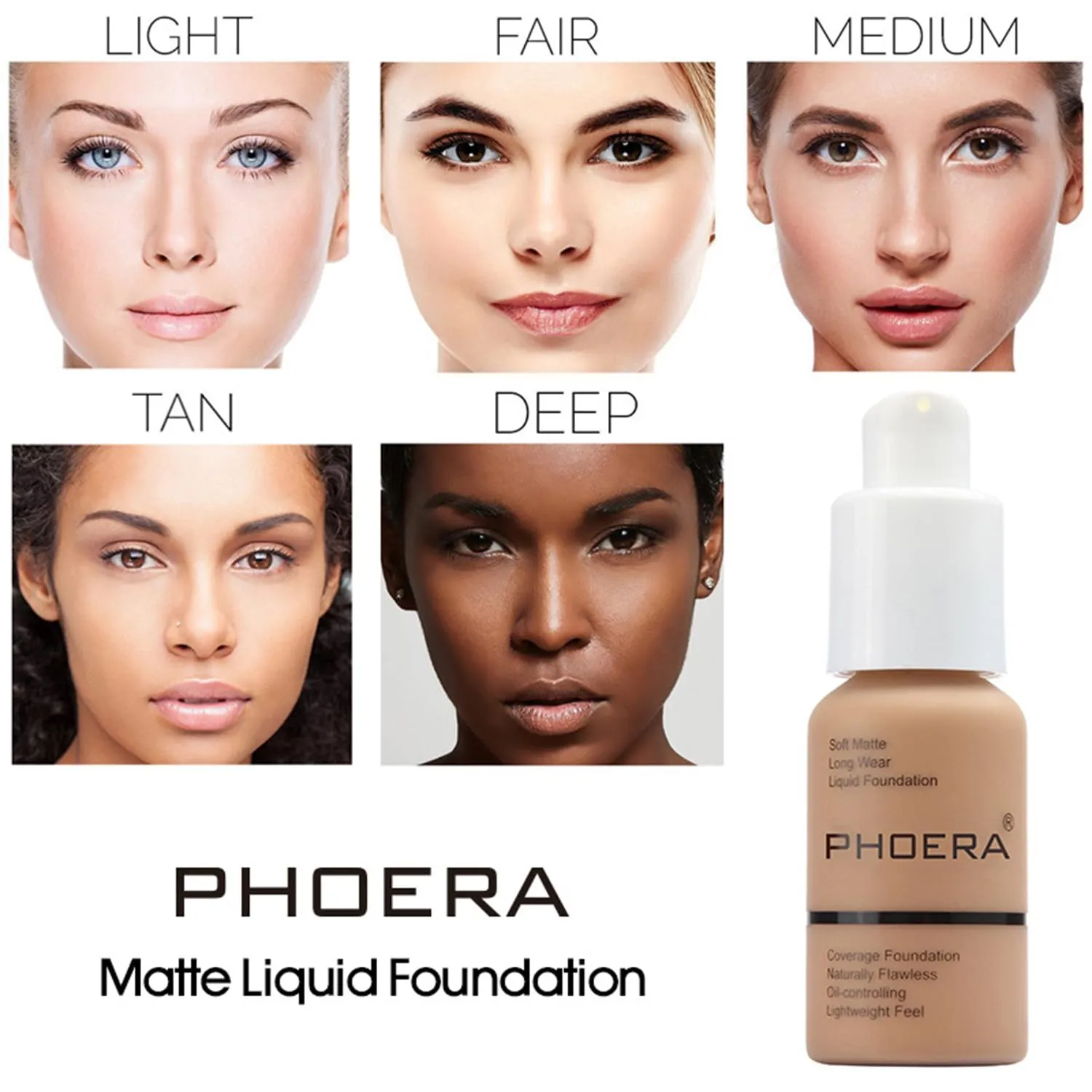 Phoera Foundation,Full Coverage Foundation, Hilareco Concealer Foundation Flawless 30ml Natural Matte Oil Control Concealer Facial Blemish for Women Girls (2 PCS 109-Mocha)