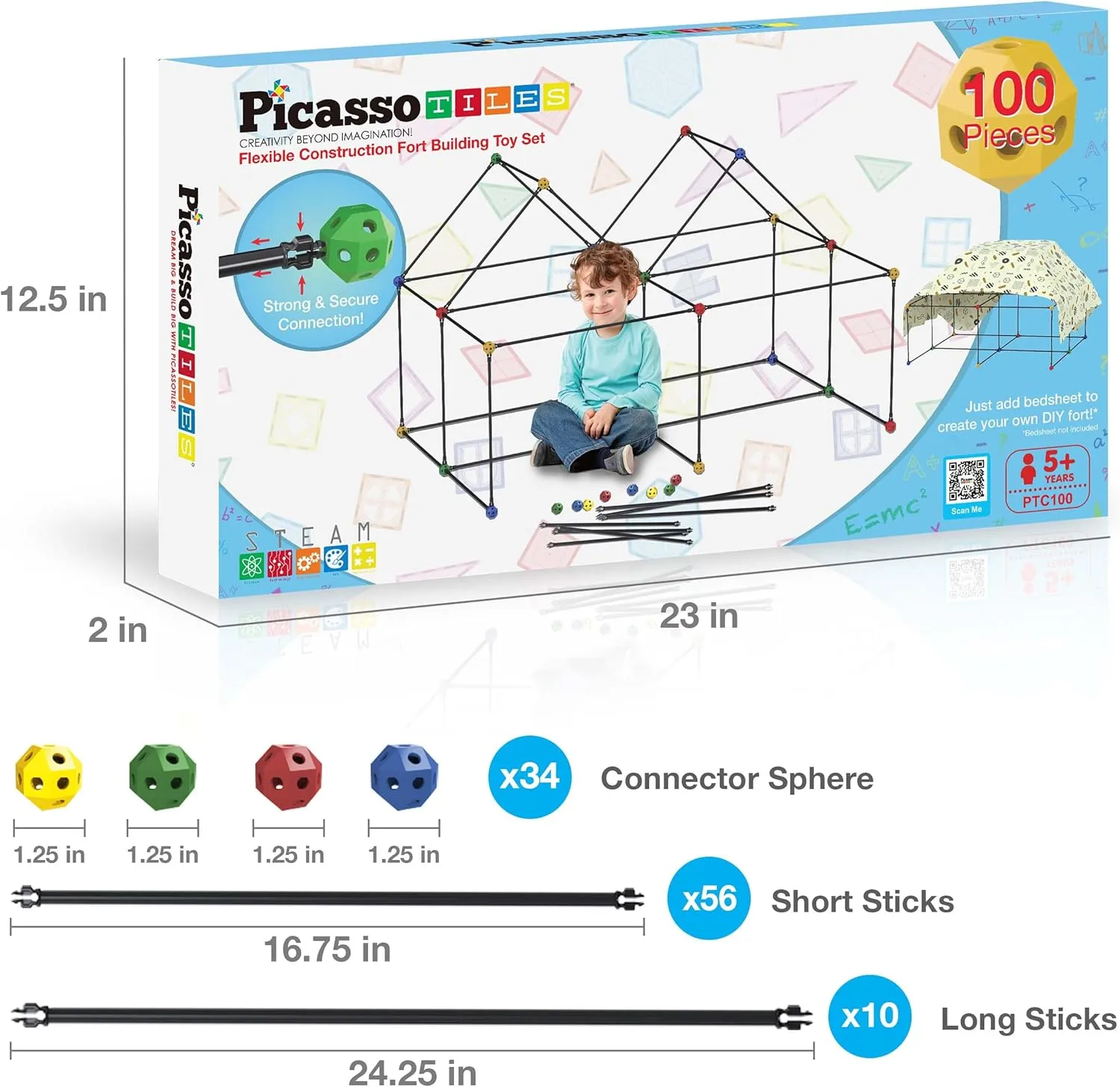 PicassoTiles Indoor Outdoor Tunnel Tent