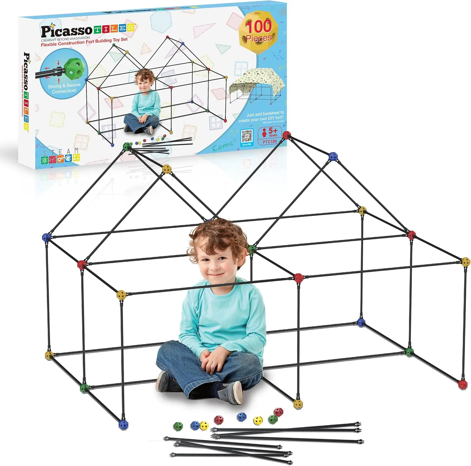 PicassoTiles Indoor Outdoor Tunnel Tent