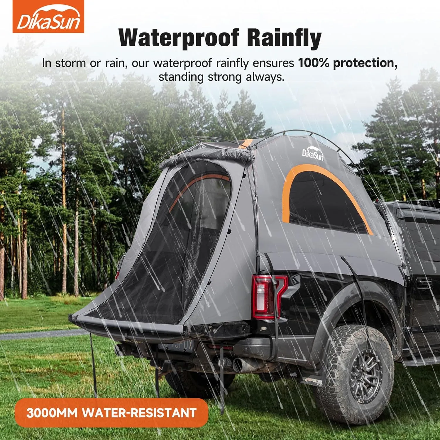 Pickup Truck Bed Tent: Double Layer 10-Minute Quick Setup Pickup Tent 6.4-6.7 Ft, Waterproof PU3000mm Tear-Resistant Truck Tent for Camping (Grey)