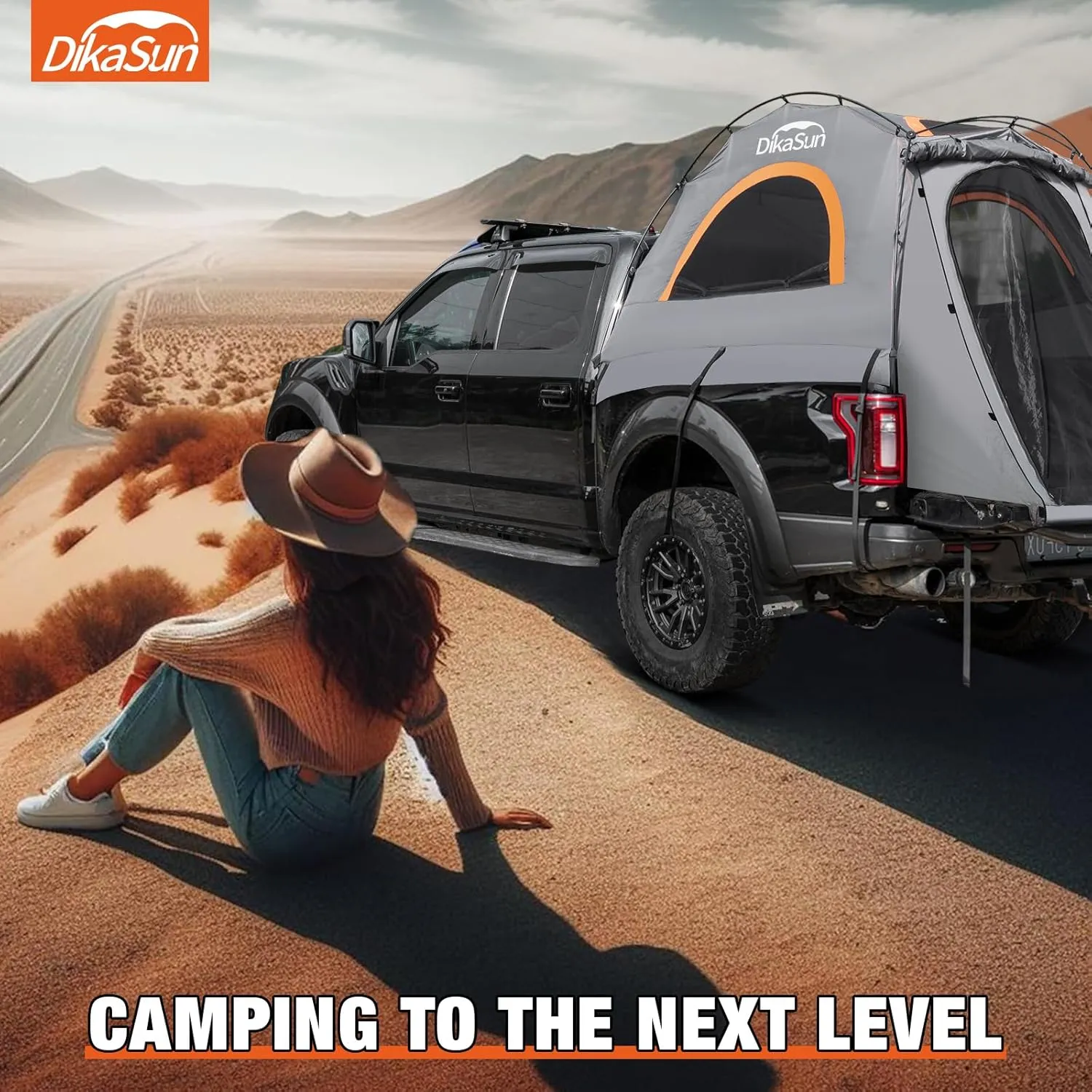 Pickup Truck Bed Tent: Double Layer 10-Minute Quick Setup Pickup Tent 6.4-6.7 Ft, Waterproof PU3000mm Tear-Resistant Truck Tent for Camping (Grey)
