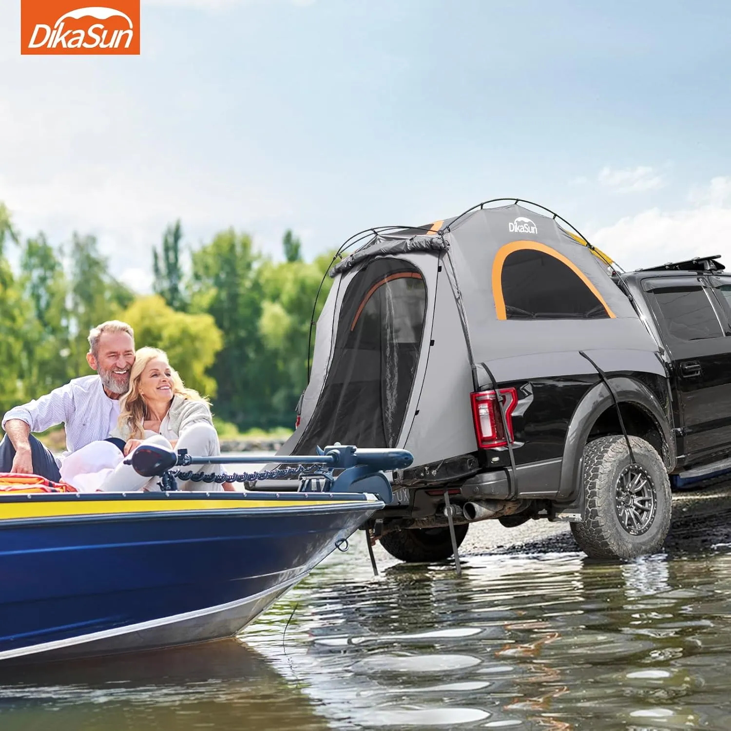 Pickup Truck Bed Tent: Double Layer 10-Minute Quick Setup Pickup Tent 6.4-6.7 Ft, Waterproof PU3000mm Tear-Resistant Truck Tent for Camping (Grey)
