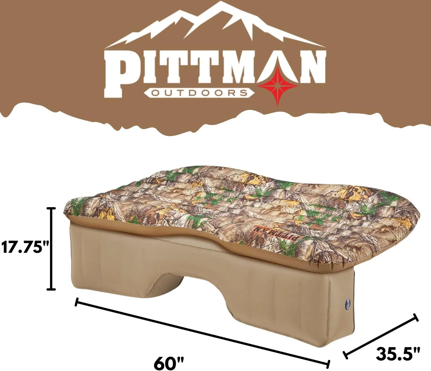 Pittman Outdoors - PPI CMO_TRKMAT AirBedz Rear Seat Air Mattress for Trucks and SUVs with Portable DC Air Pump, Realtree Camo