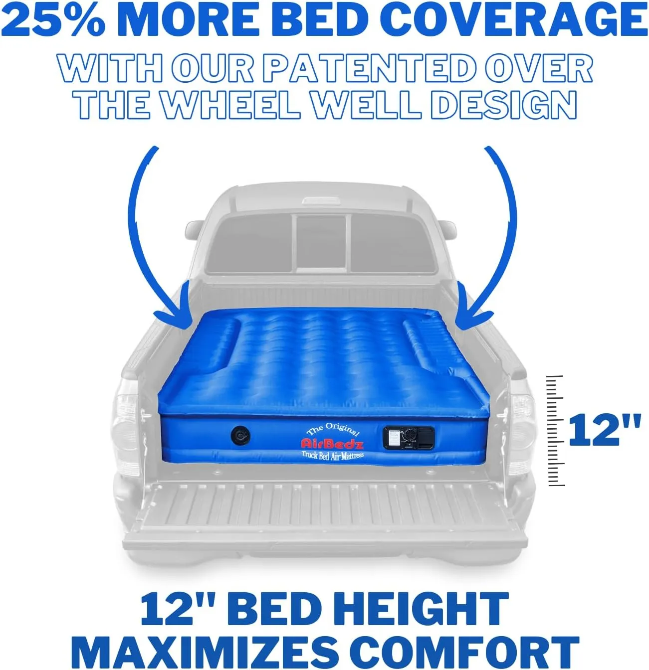 Pittman - Truck Bed Mattress for Full Size 6ft > 6.5ft Pickups - Airbedz Truck Bed Air Mattress 6.5' max with 25% more Coverage for Pickup Camping - PPI-102