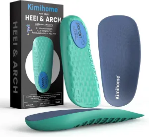 Plantar Fasciitis Insoles - 3/4 Heel Cup Cushions with Arch Support for Heel Pain, Plantar Fasciitis Relief, Heel Spur, Arch Pain and General Heel Aggravation - Women‘s 6-10, Men’s 6-8, Blue