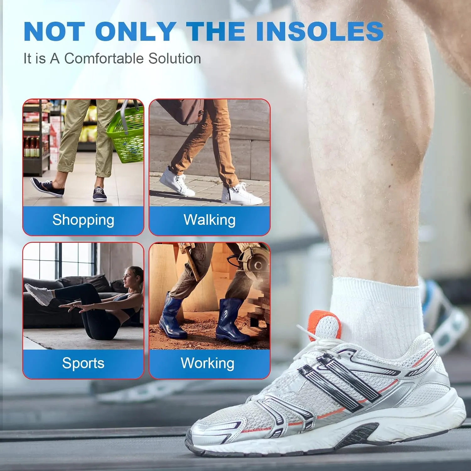 Plantar Fasciitis Pain Relief Feet Insoles Orthotics Arch Support Insoles with Motion Control Shoe Inserts Work Boot Flat Feet Comfortable for Men and Women Improve Balance, L