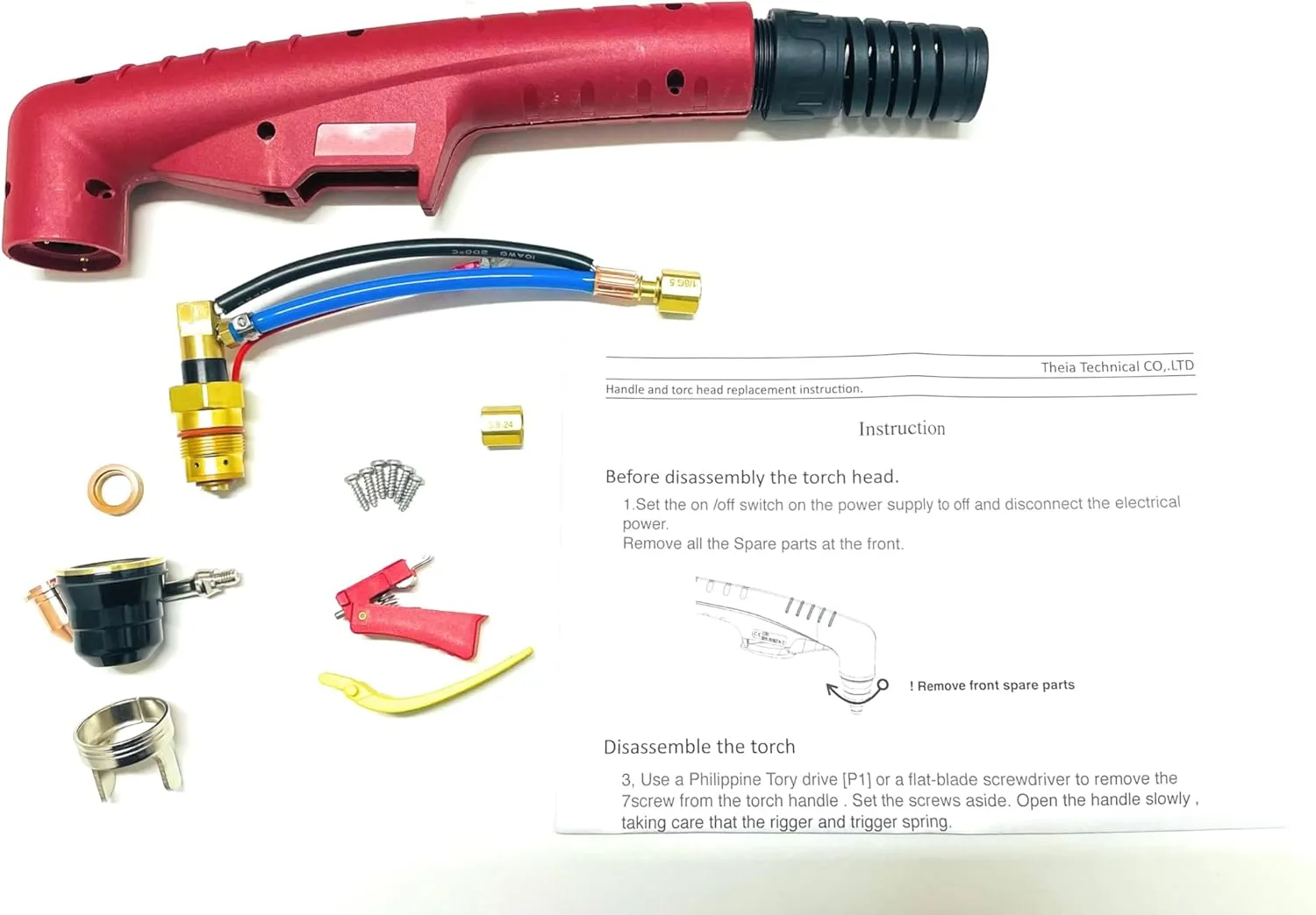 |Plasma PT-60/40/25 S45 Red handle & torch head replacement kit (Gas&Power together-PT-60/40/25&S45-Red)