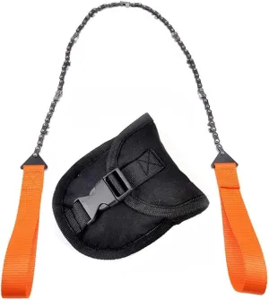 Pocket Chainsaw Outdoor Survival Gear Folding Chain Hand Saw for Camping Hunting Tree Cutting Hiking with Carrying Pouch/750(Orange)