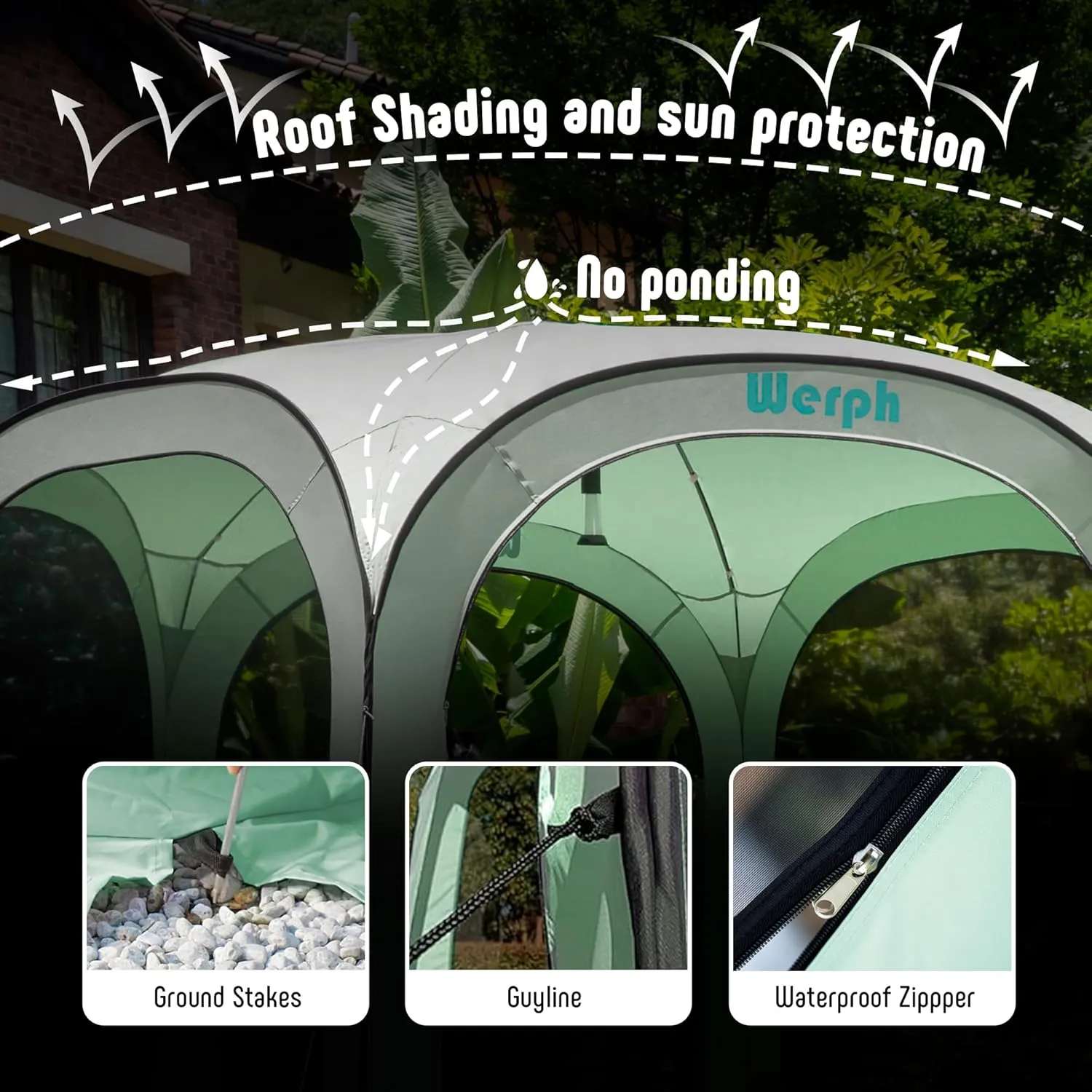 Pop Up Screen Tent Canopy, Portable Screen Canopy with Mosquito Net, Outdoor Screen Room Tent 12 x12 FT with Carry Bag for Lawn & Garden, Parties, Green