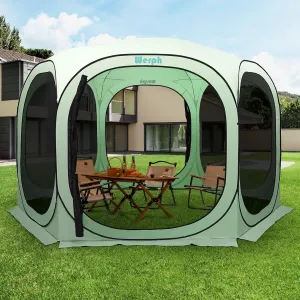 Pop Up Screen Tent Canopy, Portable Screen Canopy with Mosquito Net, Outdoor Screen Room Tent 12 x12 FT with Carry Bag for Lawn & Garden, Parties, Green