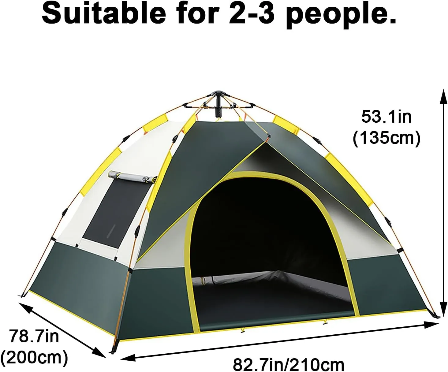 Pop up Tent, Portable Four-Season Camping Tent, Made of Water-Repellent Fabric, for Backpacking Trips for 2-3 People