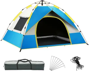 Pop up Tent, Portable Four-Season Camping Tent, Made of Water-Repellent Fabric, for Backpacking Trips for 2-3 People