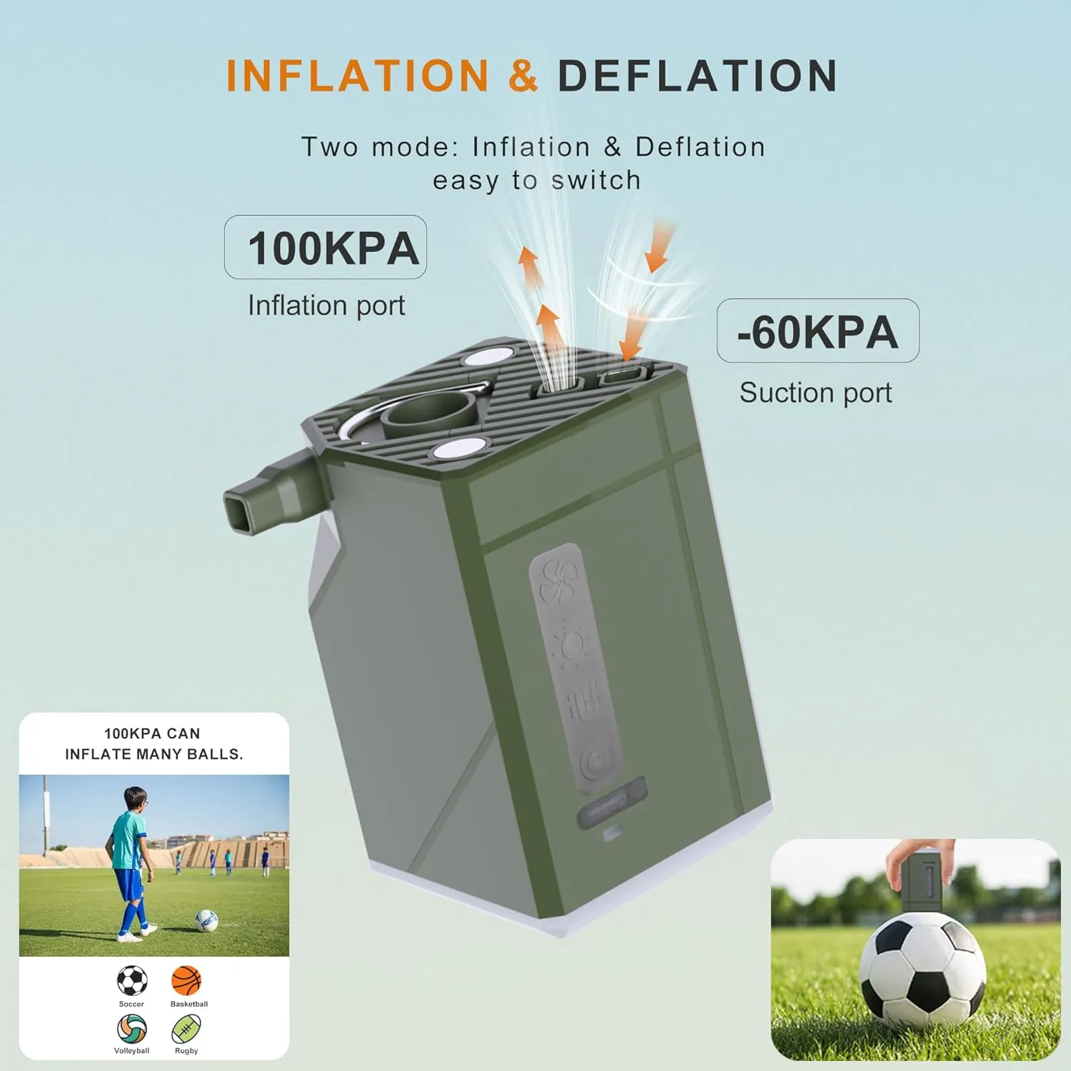 Portable Air Pump for Inflatables Mini Air Mattress Pump 3000mAh Battery USB Rechargeable Air Pump Camping Light & Fan Charging Suitable for air mattres, Vacuum Storage Bags, Swimming Ring