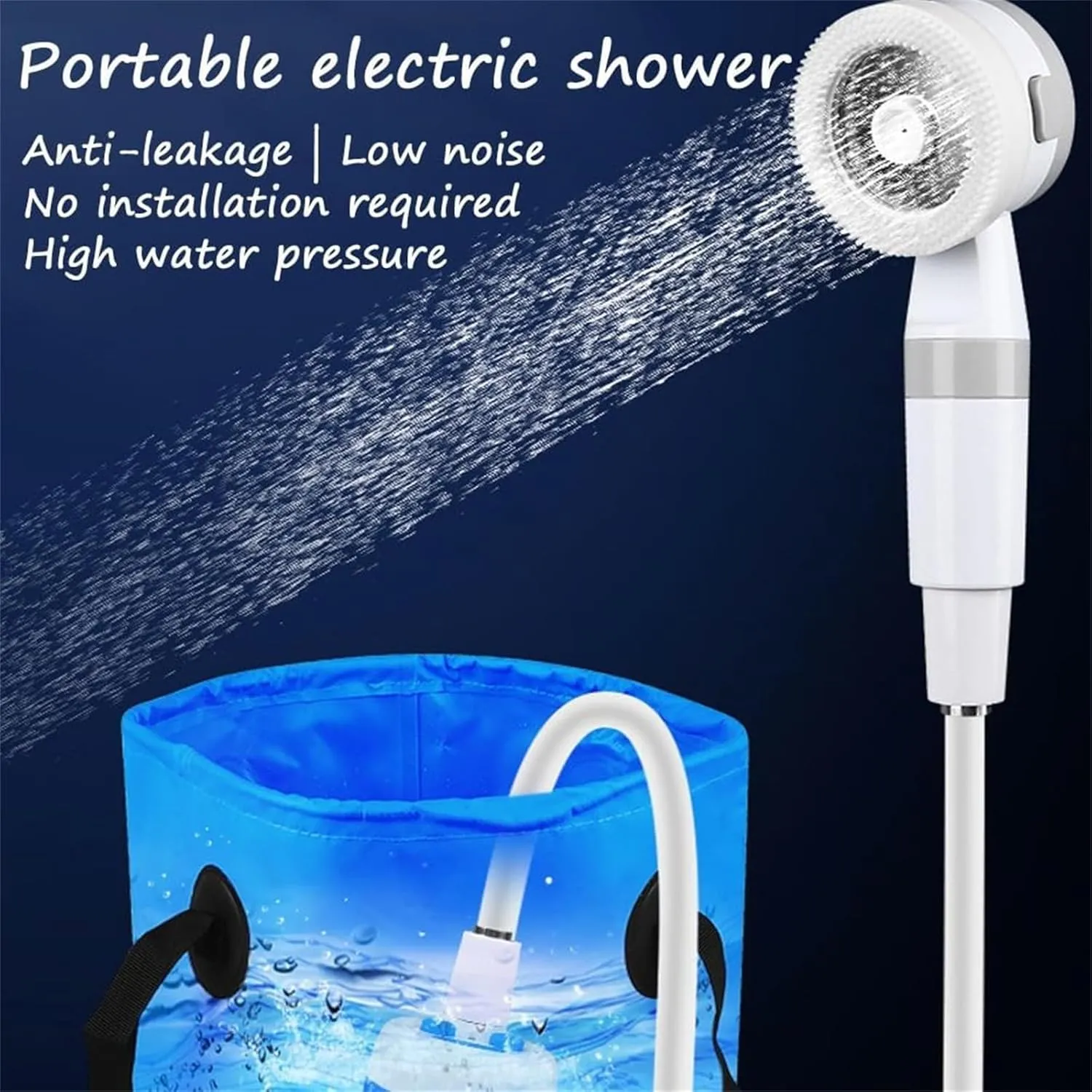 Portable Camping Shower Outdoor Camp Shower Pump, Rechargeable Outdoor Shower Head Sprayer, 2 Gear Adjustment, for Camping, RV, Pet Cleaning, Car Washing (1pc)