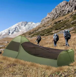 Portable Outdoor Camping Bivy Shelter, Quick-Open Design, Mosquito Net Protection, Army Green