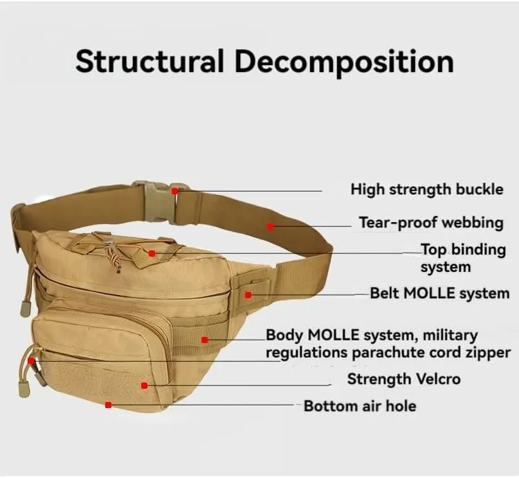 Portable Outdoor Fishing Accessories Kit Riding Waist Bag Mountaineering Adjustable Strap Fanny Pack Running Sports Fit Belt Bag (Jungle Digital)