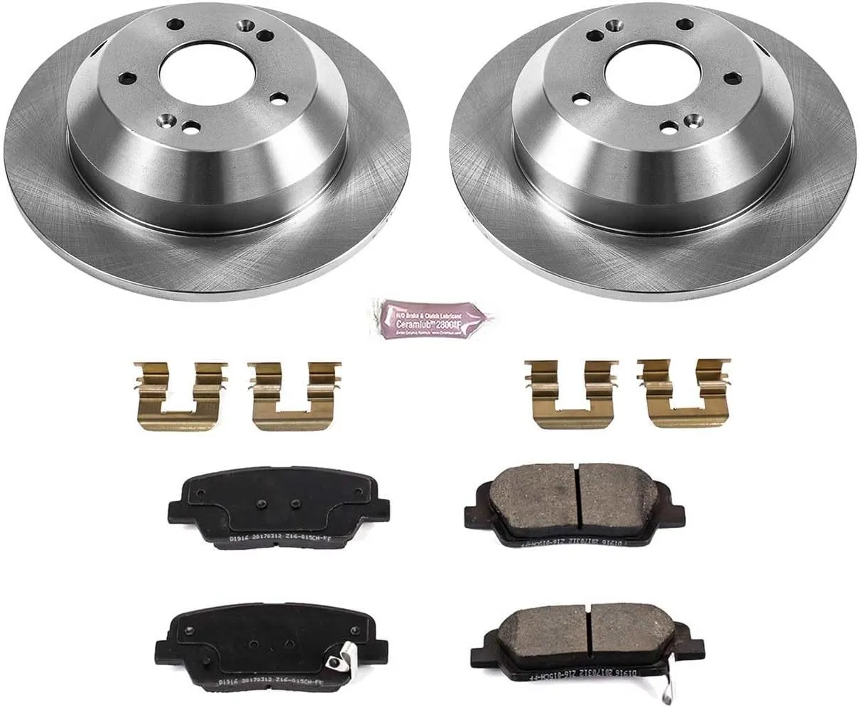 Power Stop Brake Kit For 2010-2018 Santa Fe | 2013-2018 Santa Fe Sport | 2011-2015 Sorento Rear Autospecialty Replacement Brake Rotors and Ceramic Brake Pads KOE7507