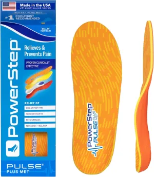 PowerStep Pulse Plus Ball of Foot Pain Relief Shoe Insoles - Running Shoe Orthotics for Metatarsal Foot Pain, and Morton's Neuroma Relief - Made in The USA (M 6-6.5, F 8-8.5)