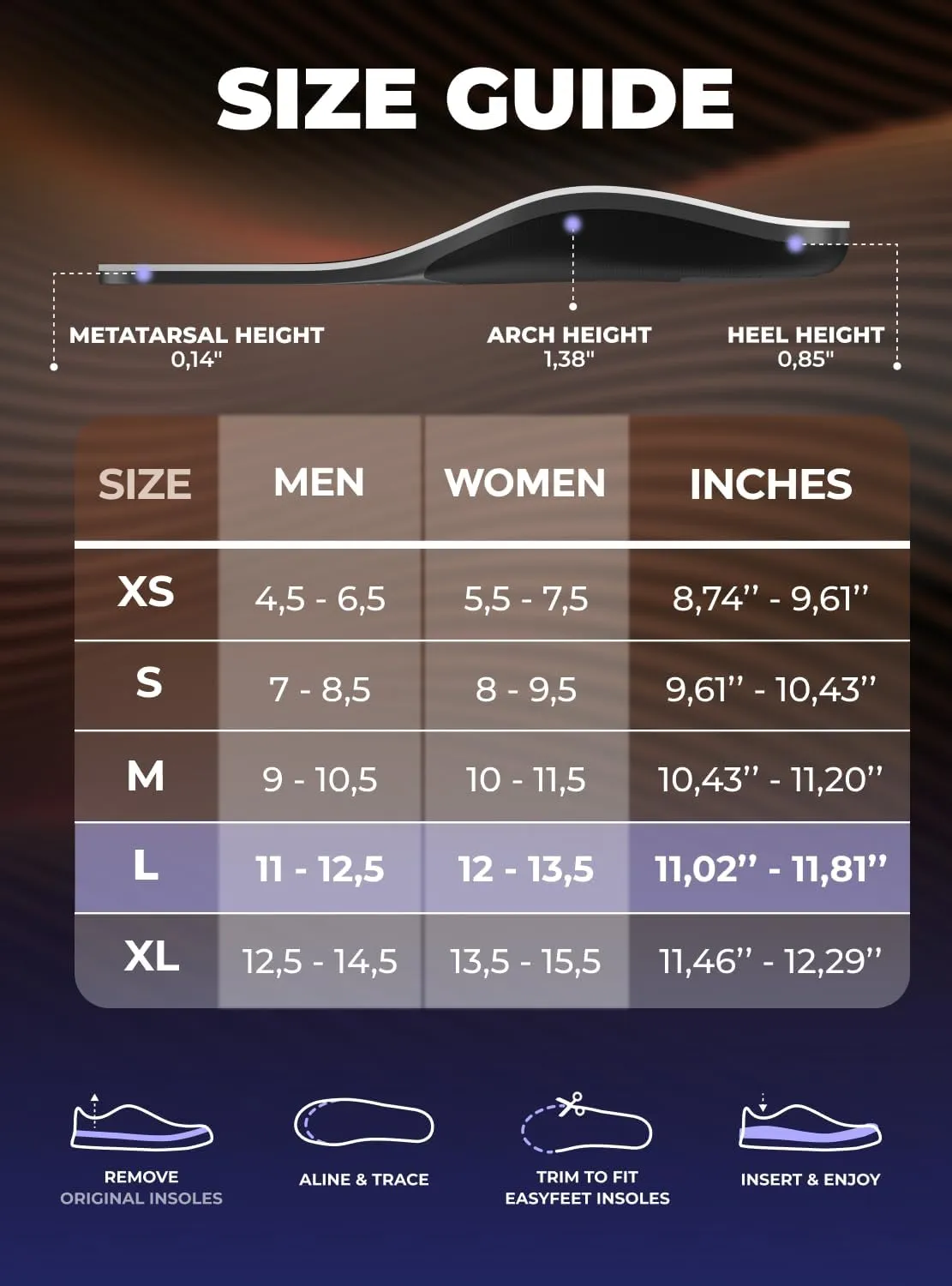 Premium Anti-Fatigue Shoe High Arch Support Insoles Men Women - Plantar Fasciitis Inserts - Orthotic Inserts Shoe Soles Standing All Day - Flat Feet Foot - Work Boot Insoles