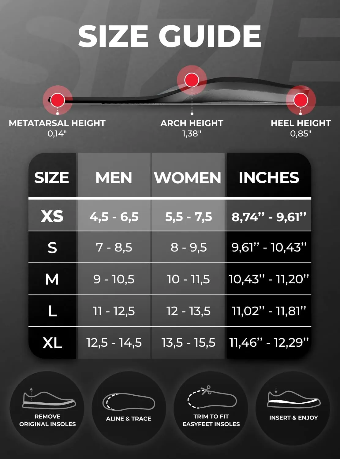 Premium Orthotic Insoles for Men Women - High Arch Support Shoe Inserts for Plantar Fasciitis Pain and Leg Fatigue - All Day Comfort with Odor Control Shock Absorption