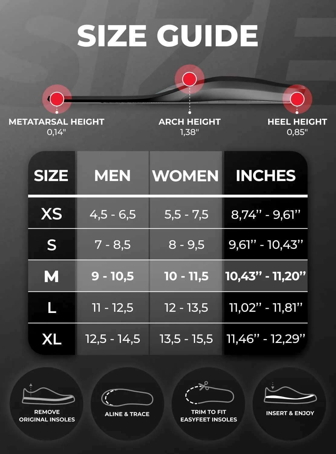 Premium Orthotic Insoles for Men Women - High Arch Support Shoe Inserts for Plantar Fasciitis Pain and Leg Fatigue - All Day Comfort with Odor Control Shock Absorption