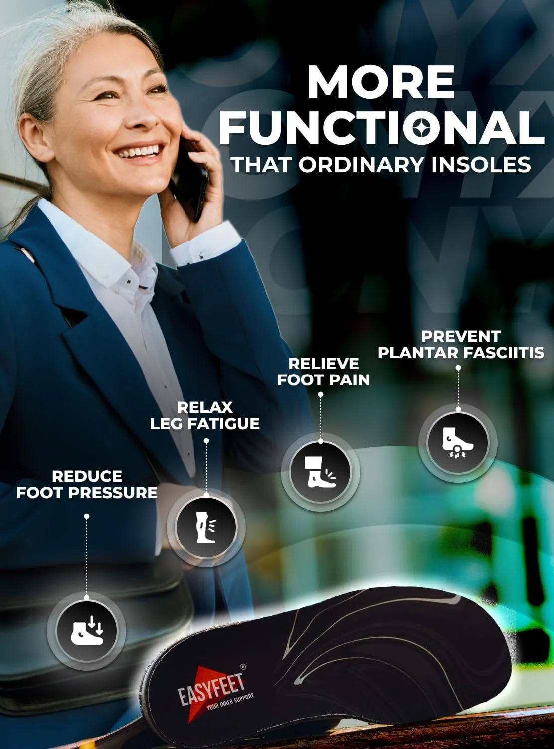 Premium Orthotic Insoles for Men Women - High Arch Support Shoe Inserts for Plantar Fasciitis Pain and Leg Fatigue - All Day Comfort with Odor Control Shock Absorption