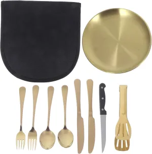 PRETYZOOM Outdoor Tableware Gold Cutlery Block Basket Kit Toaster Tongs Silverware Plate Utensil Tablets Ladle