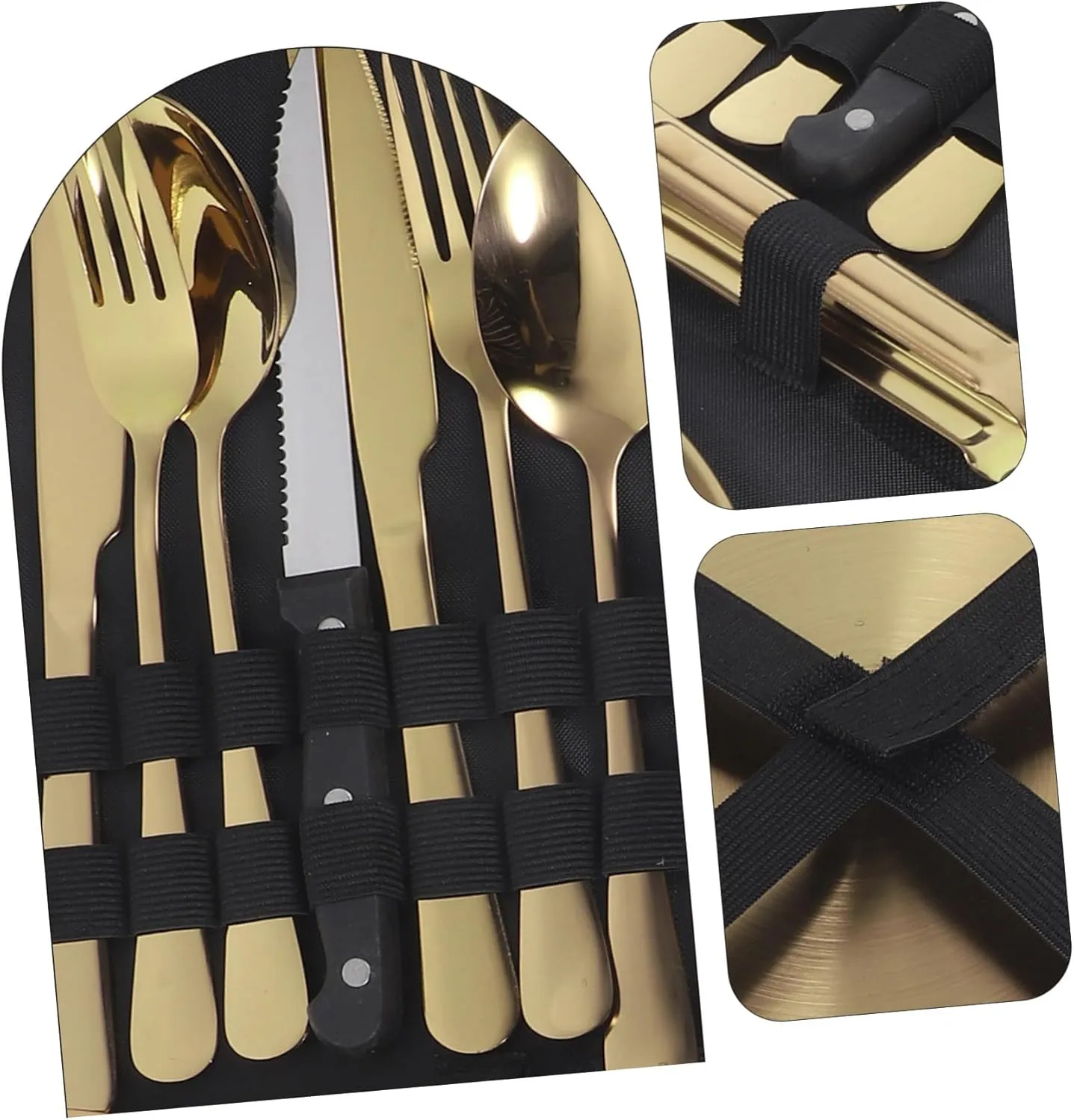 PRETYZOOM Outdoor Tableware Gold Cutlery Block Basket Kit Toaster Tongs Silverware Plate Utensil Tablets Ladle