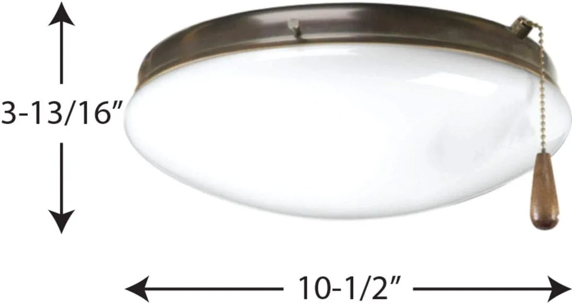 Progress Lighting P2602-20WB AirPro Collection Universal Opal Glass Ceiling Fan Light Kit, 2-Light, Antique Bronze