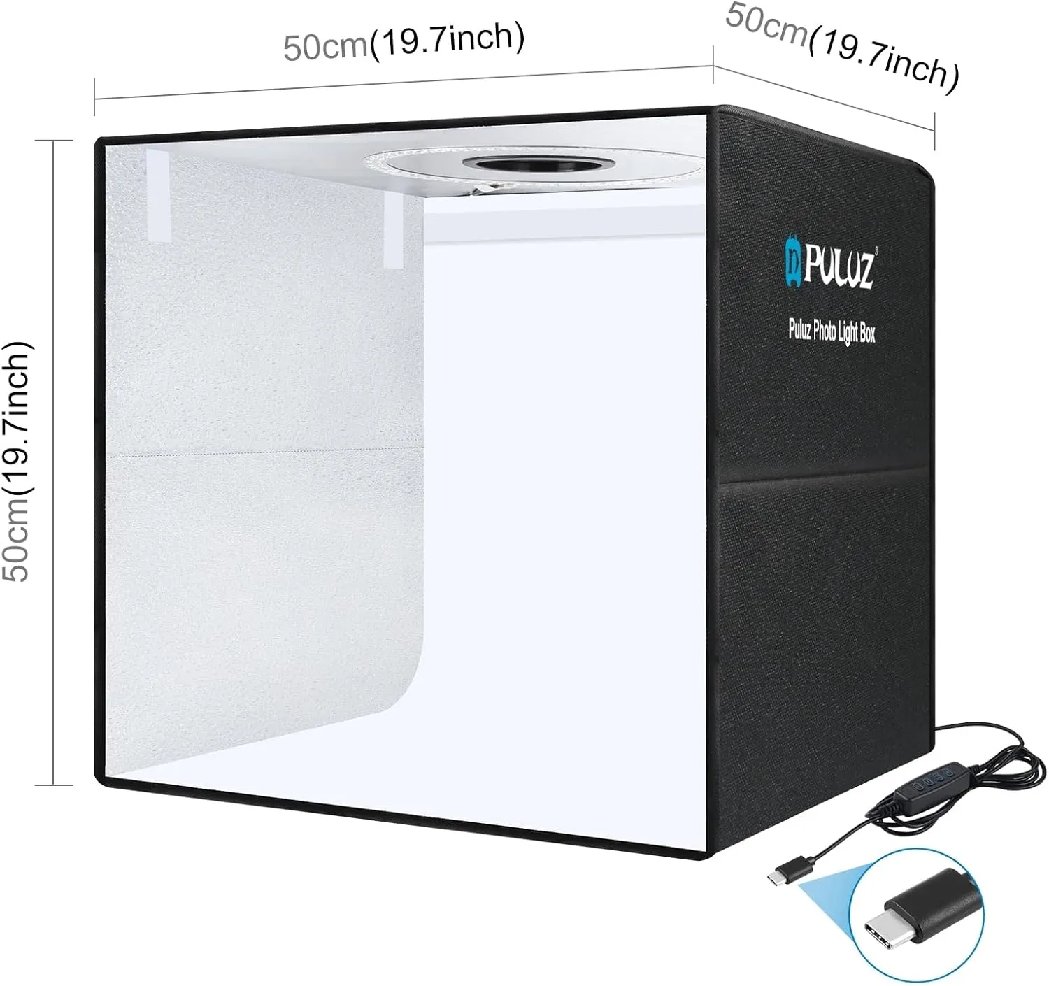 PULUZ Portable Photo Studio Light Box, 50cm x 50cm Photography Light Tent, Professional Dimmable Photography Studio Tent with 12 Color Backdrops, CRI≥90, Photo Box for Product Photography