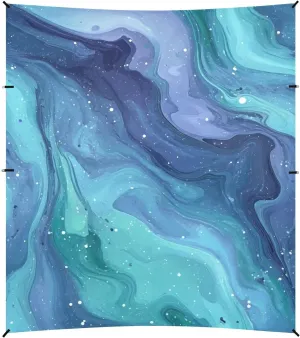 Purple Blue Galaxy Starry Waves Foldable Beach Tent UPF50  Protection Waterproof Large Sun Shelter with Carrying Bag for Camping, Picnics, Backyard
