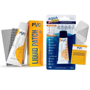 PVC Stitch Waterproof Liquid Sealant Bundle Kit for Outdoor Gear, Scuba Gear, Vinyl & PVC Fabric, Inflatable Mattresses, Boats, Pools, Hot Tubs