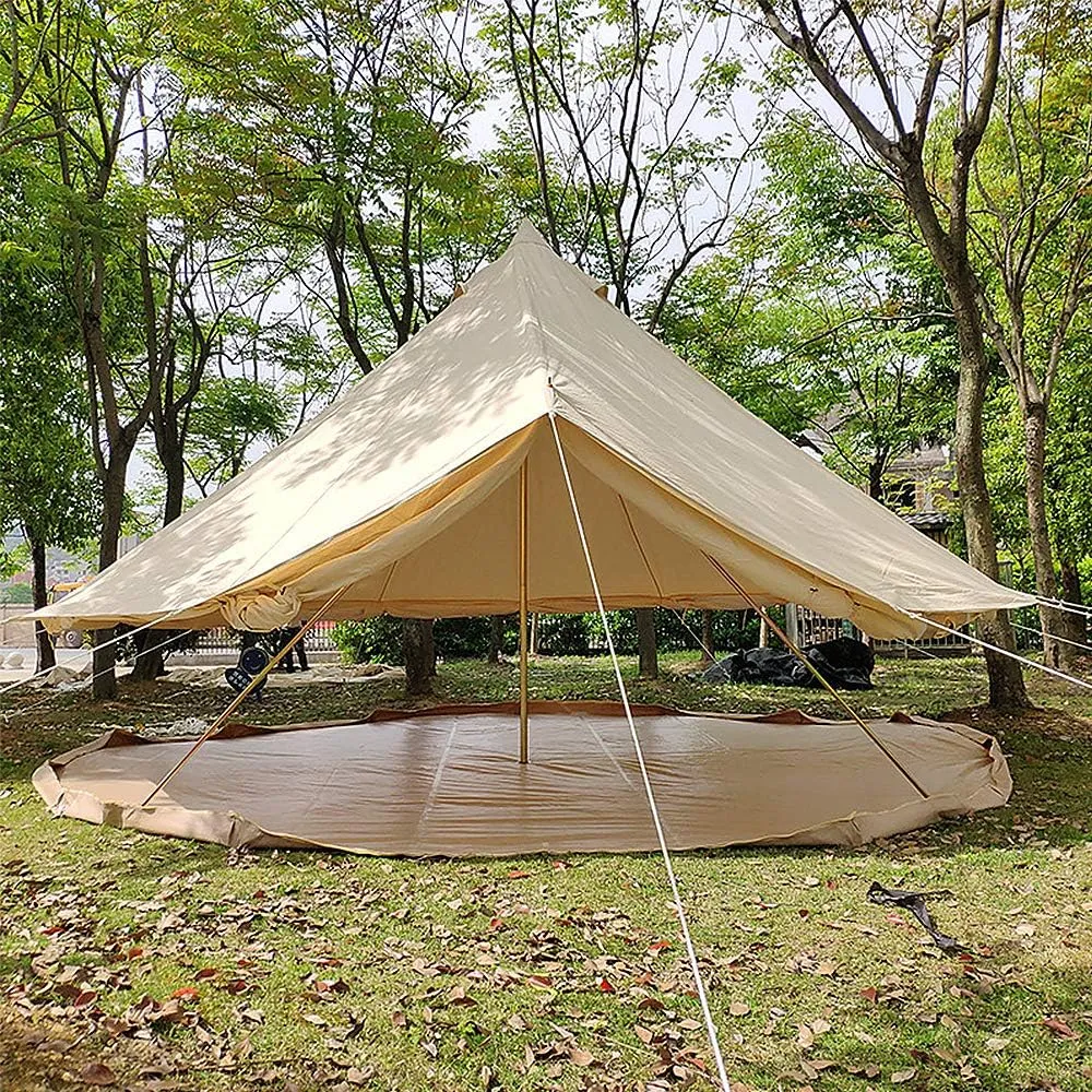 Pyramid Round Bell Tent Canvas Yurt Tent with Zipped Groundsheet, 4 Season Large Family Teepee Tents for Family Outdoor Camping, Diameter 3M/4M/5M/6M Cotton/Canvas
