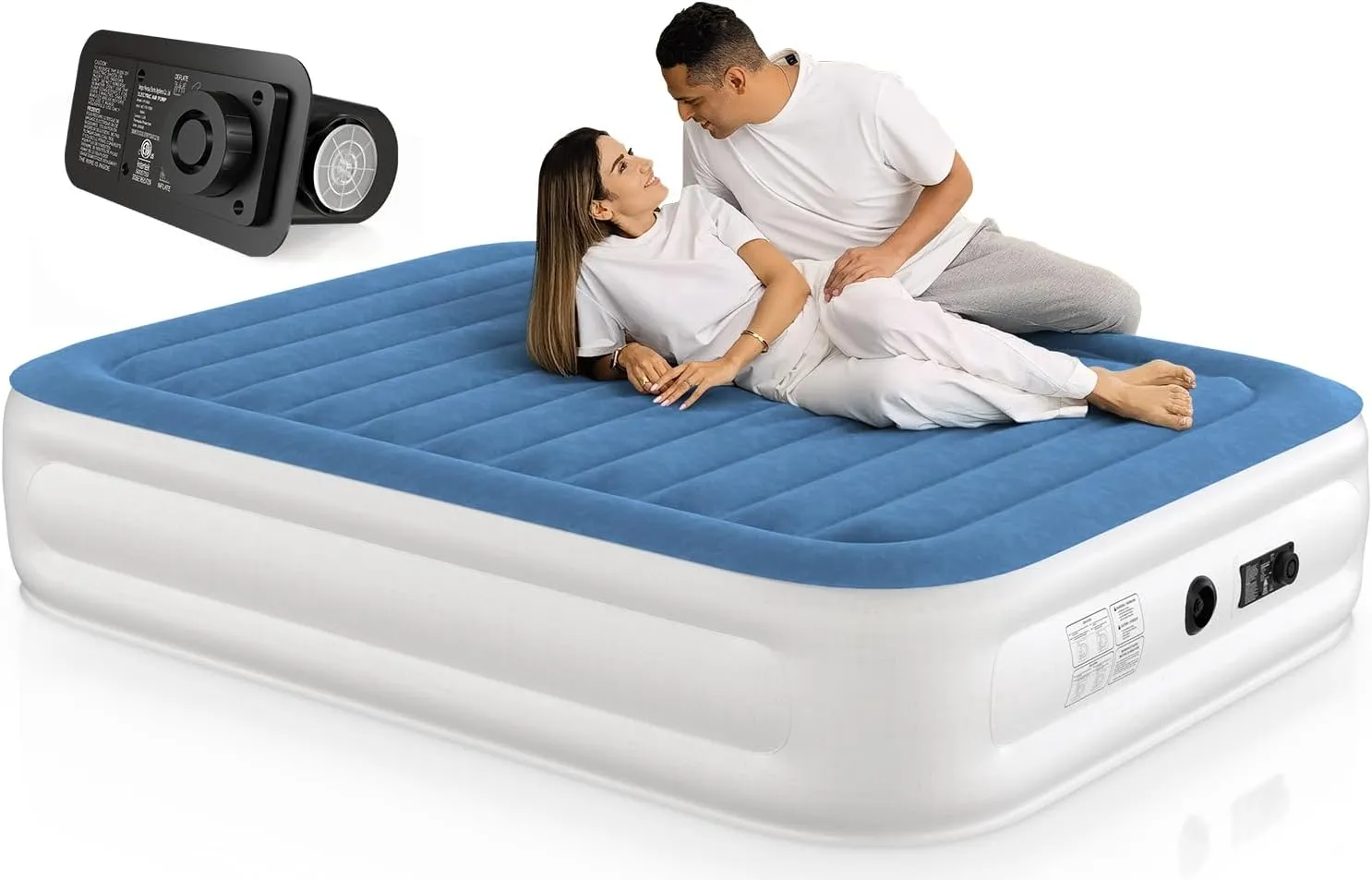 Queen Air Mattress 18 Inches High King Air Bed Mattress with Built in Pump 1 Button to Start Inflate Deflate 3 Mins Fast Self Inflating Air Mattress Suitable Indoor Outdoor