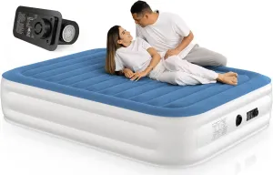 Queen Air Mattress 18 Inches High King Air Bed Mattress with Built in Pump 1 Button to Start Inflate Deflate 3 Mins Fast Self Inflating Air Mattress Suitable Indoor Outdoor