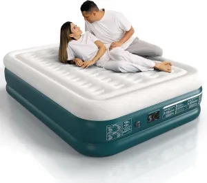 Queen Air Mattress Built in Pump Raised 18" Queen Air Mattress Queen Inflatable Mattress 2 Minutes Fast Inflate/Deflate Blow up Mattress Air Bed for Home Guest & Outdoor