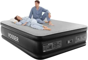 Queen Air Mattress with Built-in Pump,18'' Foam Topper Blow Up Mattress,Luxury Inflatable Mattress 2 Mins Self-Inflation/Deflation - Breathable and Flatness-Free for Camping, Home & Guests