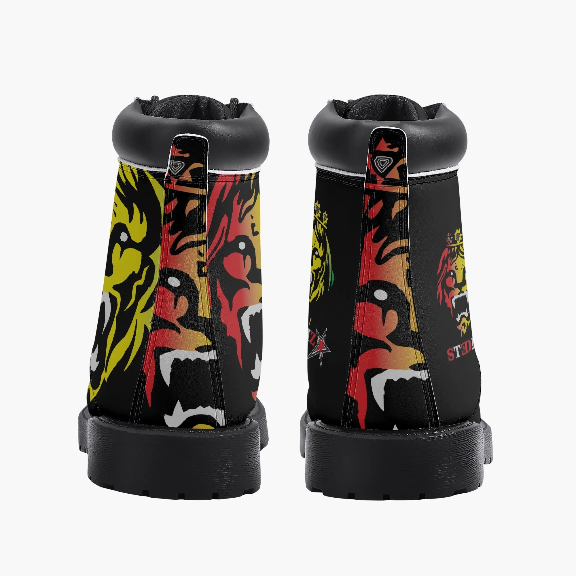 Rasta Lion - Stealth Black Leather Boots