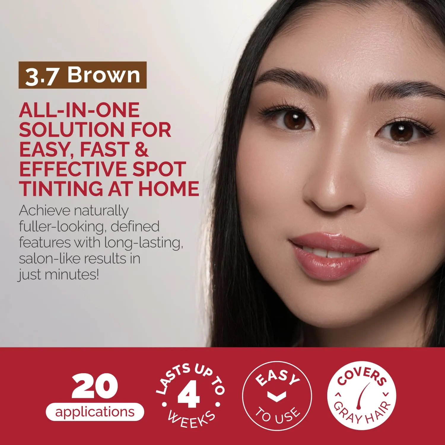 RB RENATA BEAUTY Tint Kit – Cream Hair Dye Kit with Developer and Application Brush for Spot Coloring - Covers Gray Hairs, Smudge-Proof, Long-Lasting Up to 4 Weeks, 20 Applications [Brown]