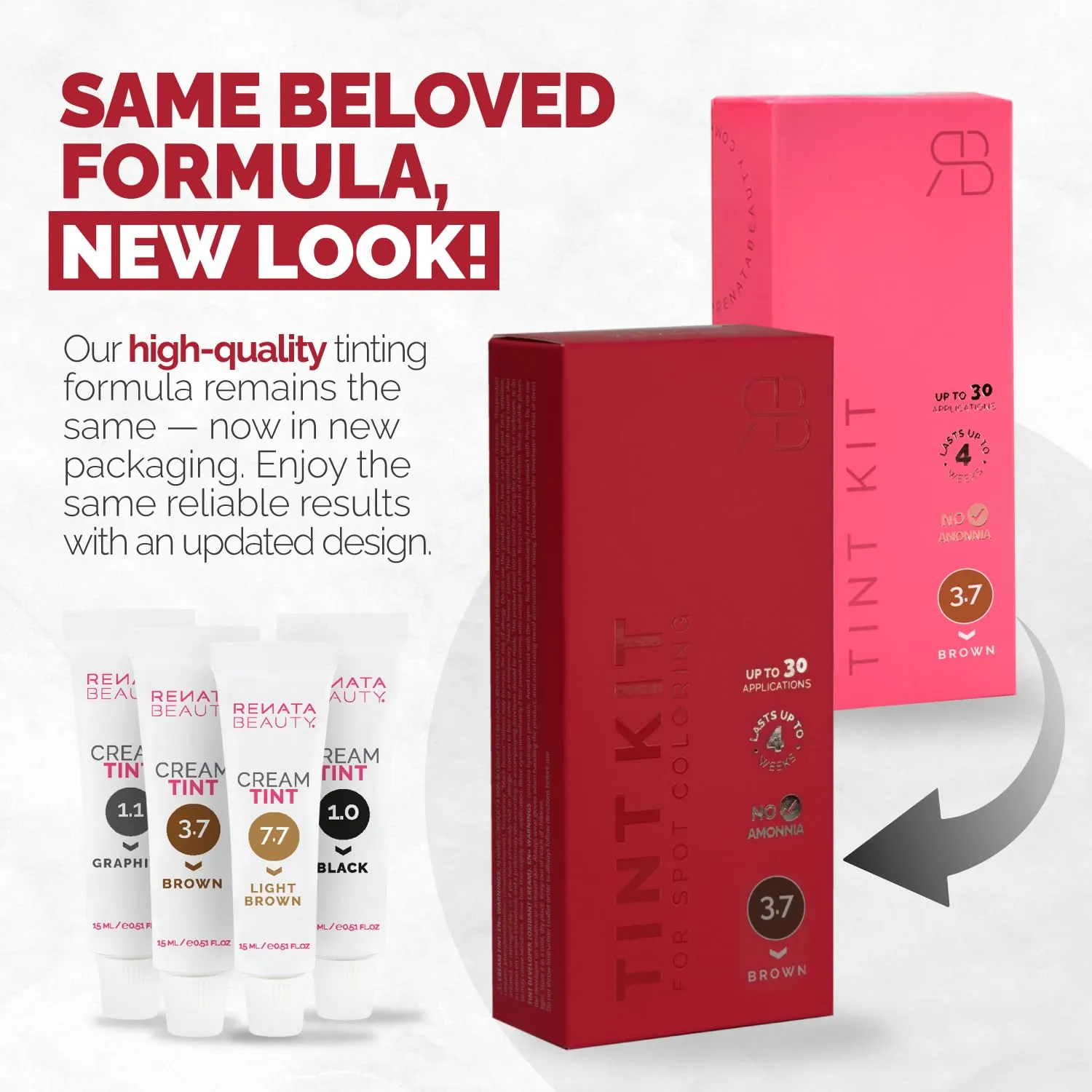 RB RENATA BEAUTY Tint Kit – Cream Hair Dye Kit with Developer and Application Brush for Spot Coloring - Covers Gray Hairs, Smudge-Proof, Long-Lasting Up to 4 Weeks, 20 Applications [Brown]