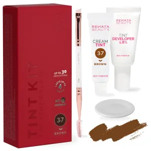 RB RENATA BEAUTY Tint Kit – Cream Hair Dye Kit with Developer and Application Brush for Spot Coloring - Covers Gray Hairs, Smudge-Proof, Long-Lasting Up to 4 Weeks, 20 Applications [Brown]