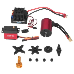 RC Car Brushless Motor Kit, S3650 4300KV Motor   60A Short Line ESC with 25KG Servo for 1/8 1/10 RC Car Accessory