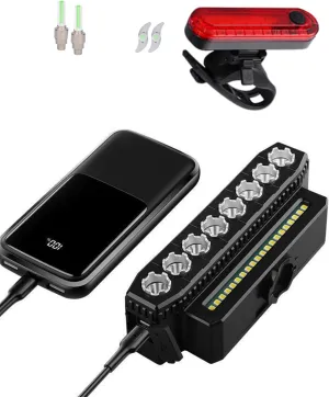 Rechargeable Bike Light Set with Horn and Power Bank High Lumen Headlight and Tail Light for Night Cycling and Outdoor Adventures Ultra-Bright