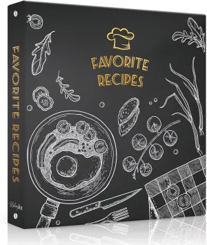 Recipe Binder 8.5x11 3 Ring, Recipe Book to Write in Your own Recipes, Full Page Recipe Binder with Plastic Sleeves, Blank Recipe Cards and Dividers (Blackboard Painting)